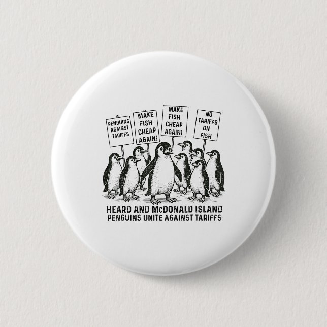 Funny Penguins against Tariffs Heard Island Pengui Knapp (Framsida)
