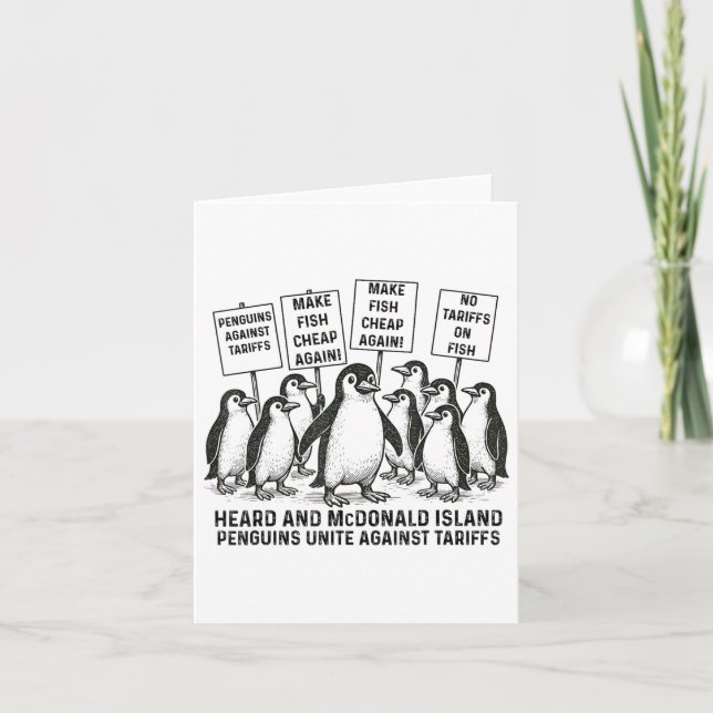 Funny Penguins against Tariffs Heard Island Pengui Kort (Framsida)