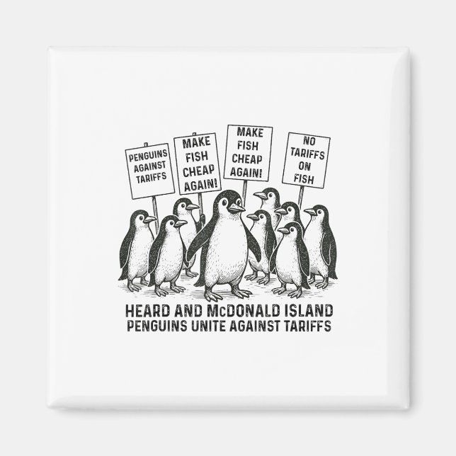 Funny Penguins against Tariffs Heard Island Pengui Magnet (Framsidan)