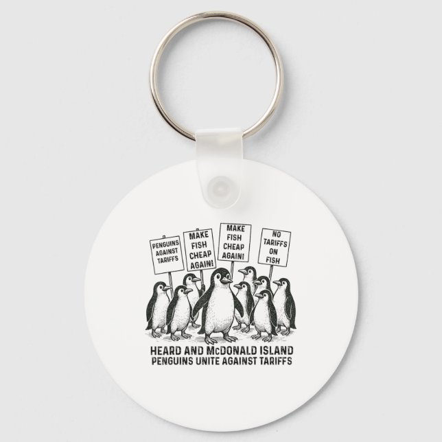 Funny Penguins against Tariffs Heard Island Pengui Nyckelring (Framsida)
