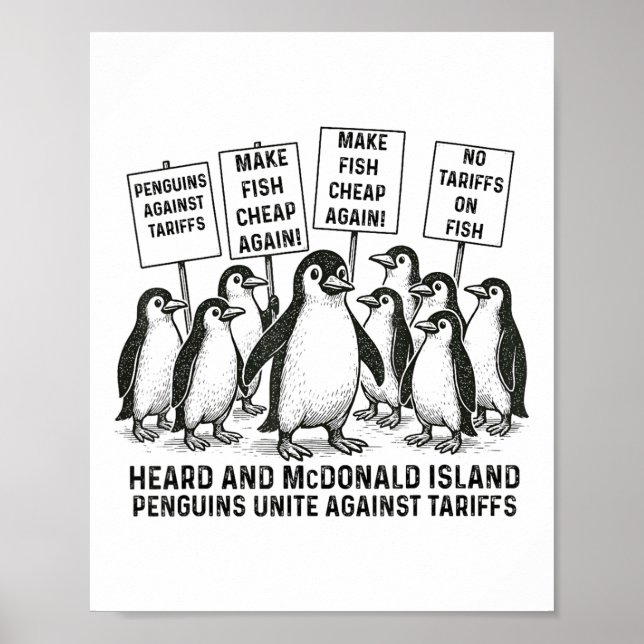 Funny Penguins against Tariffs Heard Island Pengui Poster (Framsidan)