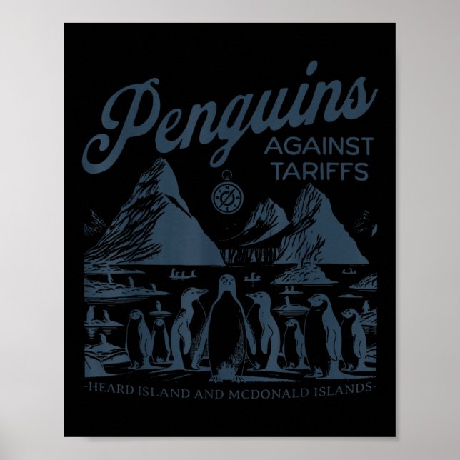 Funny Penguins against Tariffs Heard Island Pengui Poster (Framsidan)
