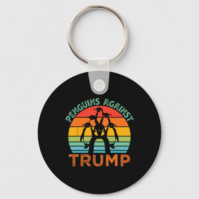 Funny Penguins against Trump Funny Trump Tariffs C Nyckelring (Framsida)