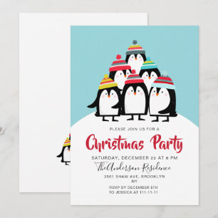 Funny Penguins jul Party Helgdag Inbjudningar