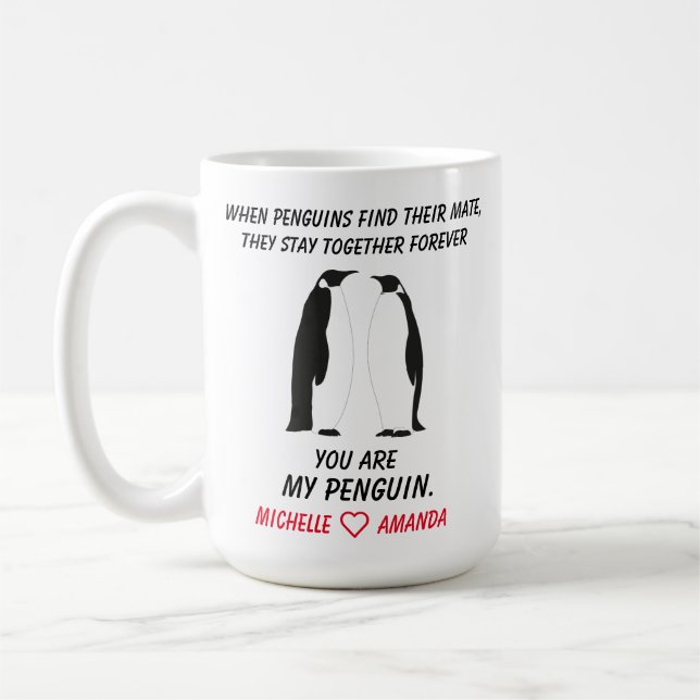 Funny Penguins Mugg, Gift för henne eller honom Kaffemugg (Vänster)