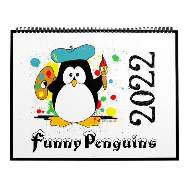Funny Penguins Tecknad Art Large 2022 Calendar Kalender (Omslag)