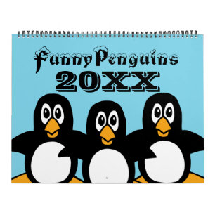 Funny Penguins Tecknads Large Calendar Kalender