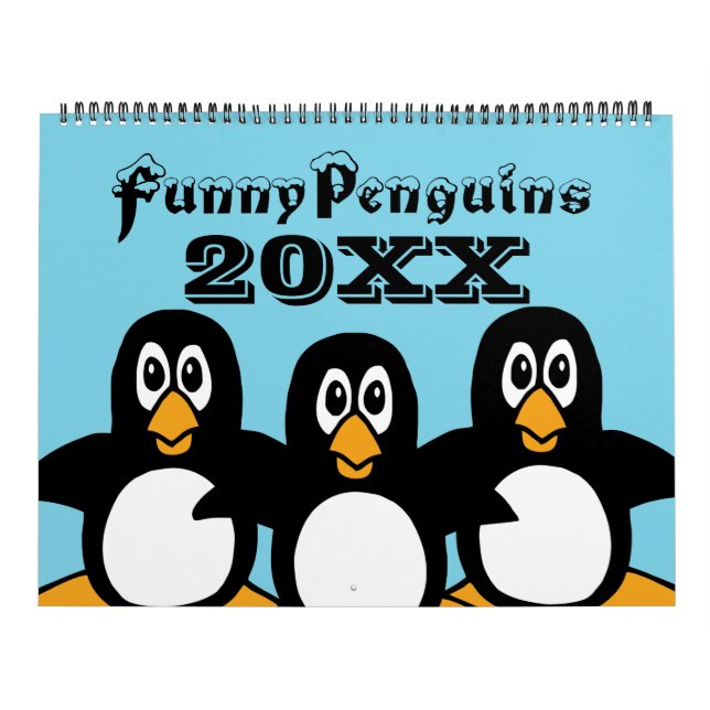 Funny Penguins Tecknads Large Calendar Kalender (Omslag)