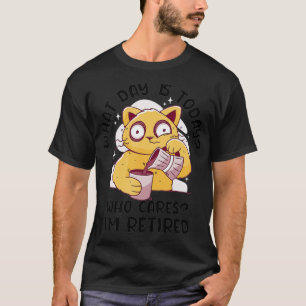 Funny Pension Cat Coffee Älskare Humor Retrött M T Shirt
