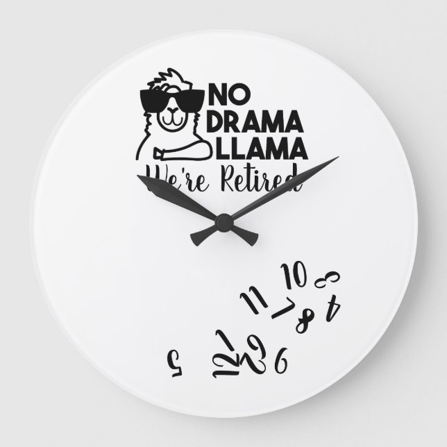 Funny Pension Clock No Drama Llama Personlig Stor Klocka (Framsida)