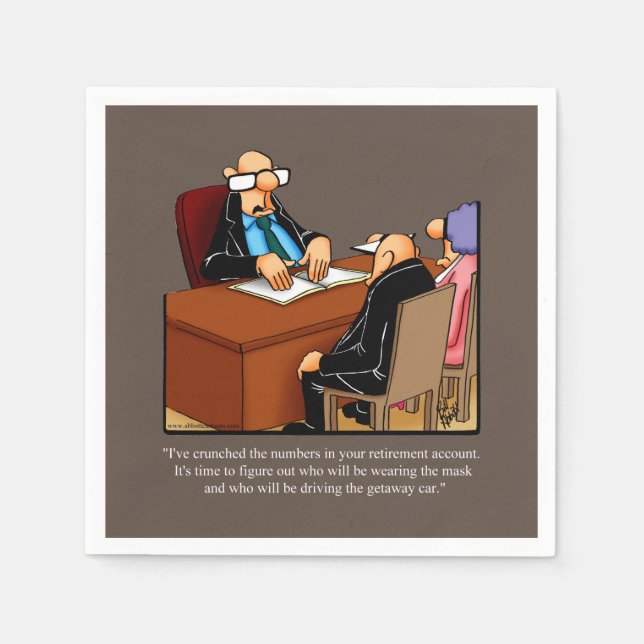 Funny Pension Humor Party Napkins Pappersservett (Framsidan)