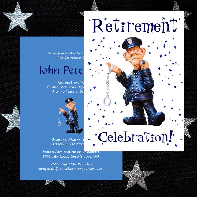 Funny Pension Party, polis, polis, Sherriff Inbjudningar (Funny Retirement Party Police  Officer Sherriff Invitation)