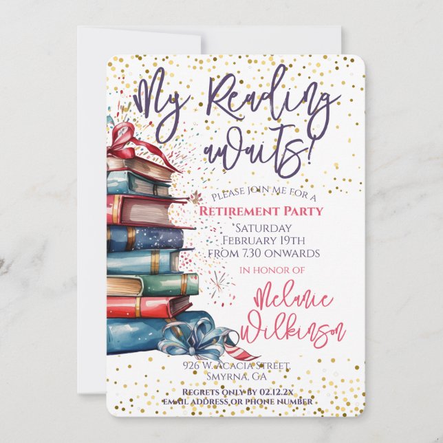 Funny Pension Reading Awaits Party Inbjudningar (Framsida)
