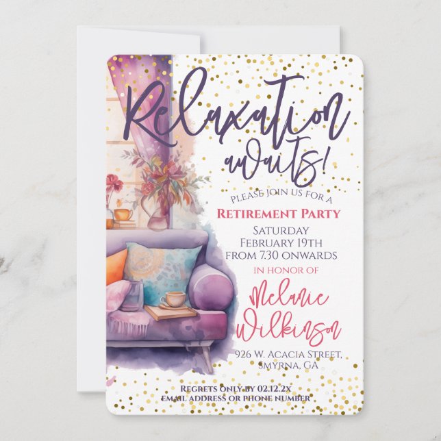 Funny Pension-relaxering väntar på Party Inbjudningar (Framsida)