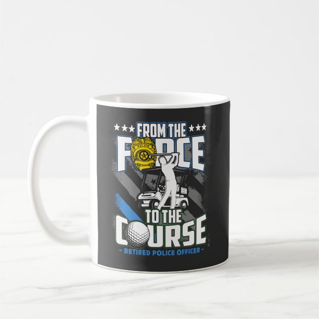 Funny pensionerad polis Golf Pension Gift Kaffemugg (Vänster)