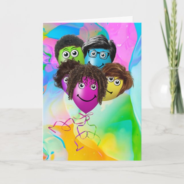 Funny People Birthday Balloons från gruppen Kort (Framsida)