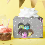 Funny People Birthday Balloons på Polka dots Presentpapper<br><div class="desc">Bubblor med människors leenden,  ögonbollar,  ögonglasögon och hår på en polkprickbakgrund.</div>
