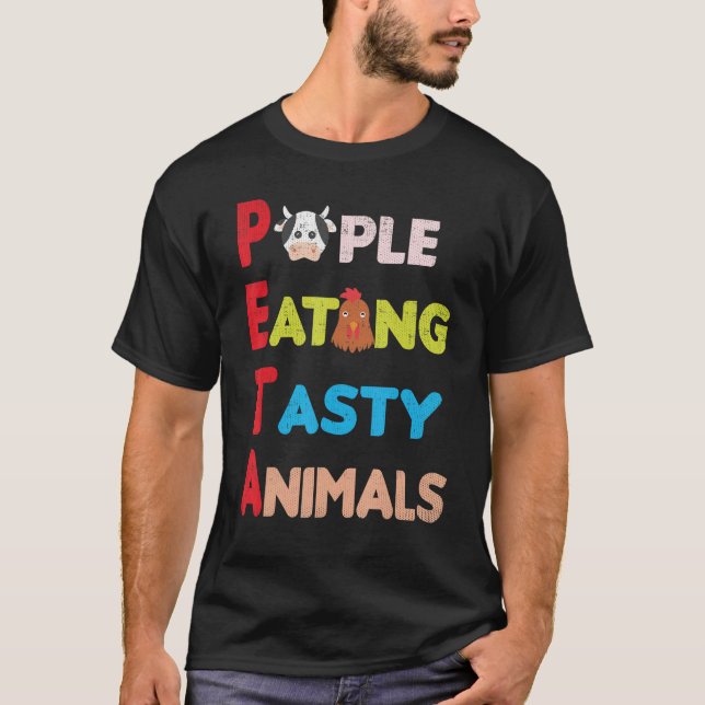 Funny People Eating Tasty Animals - PETA Parody G T Shirt (Framsida)