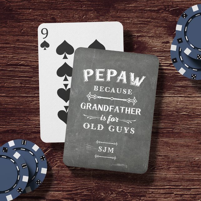 Funny Pepaw Grandfather Monogram Casinokort (Skapare uppladdad)