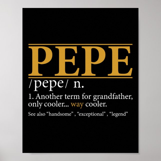 Funny Pepe Definition Fars dag Gift Grandpa Gif Poster (Framsidan)