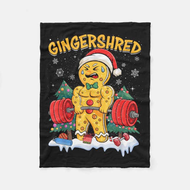 Funny Pepparkaksgubbe Gingershred Gym Bodybuilding Fleecefilt (Framsidan)