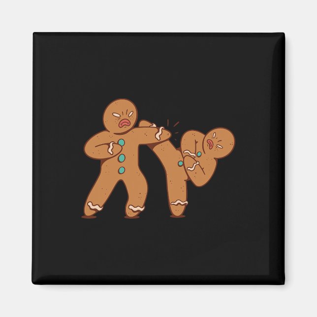 Funny Pepparkaksgubbe Karate Cookie Funny Christma Magnet (Framsidan)