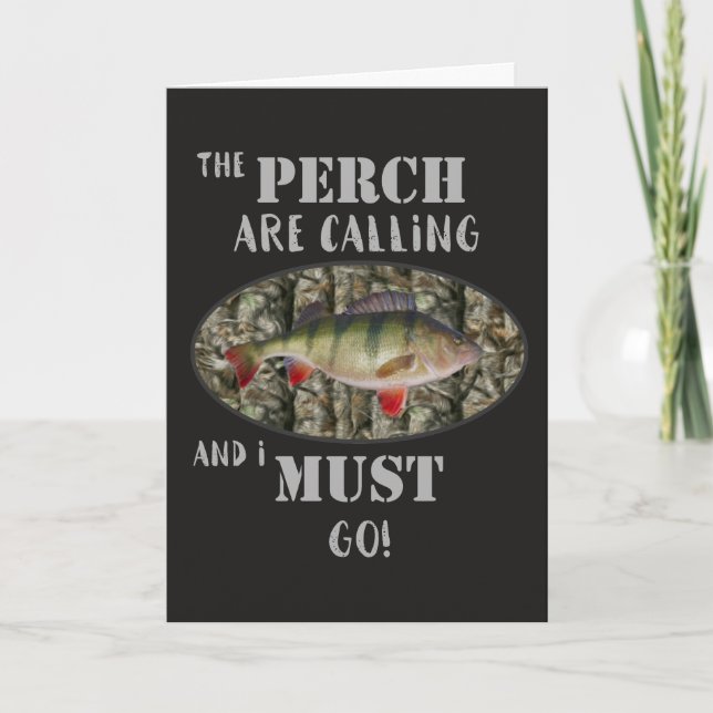 Funny Perch Fishing Hälsning Birthday Card Kort (Framsida)