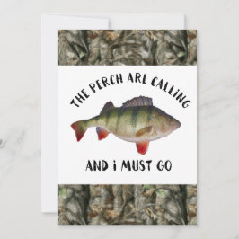 Funny Perch Fishing Manar Camo Birthday Inbjudan