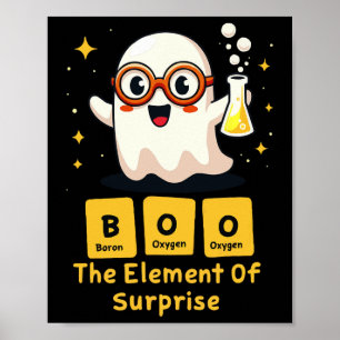 Funny Periodic Bord Chemistry Ghost Nerd Boo Hall Poster