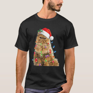 Funny Persian Cat jul Ljus Julafton Pajama Cat T Shirt