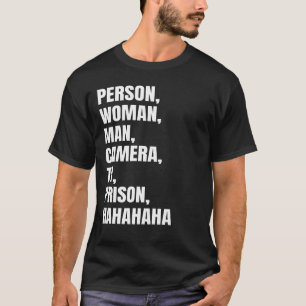 Funny Person, Woman, Man, Camera, TV, fängelset, H T Shirt