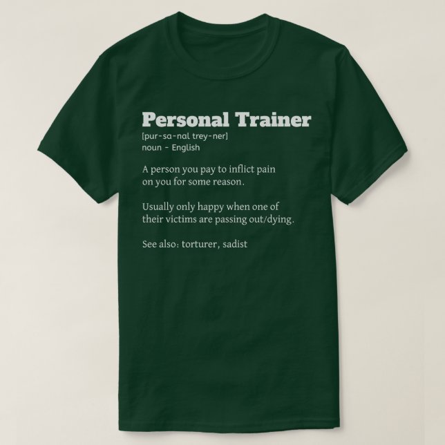 Funny Personal Trainer Definition Fitness Coach T Shirt (Design framsida)