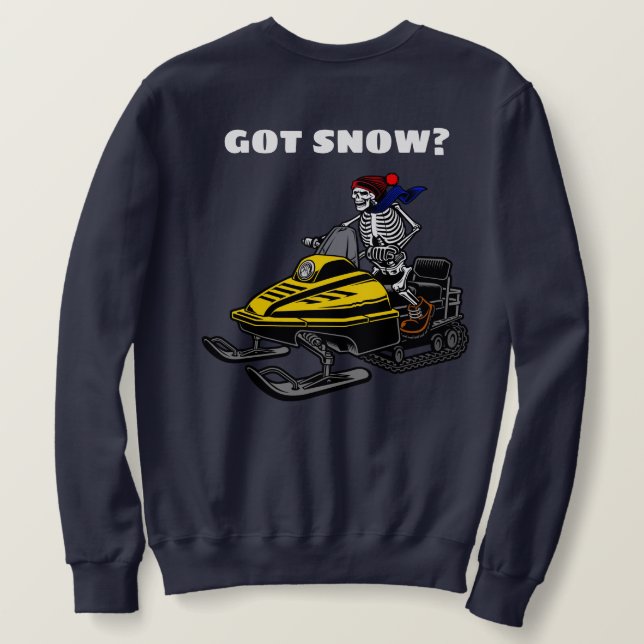 Funny Personalize Snowmobile Skeleton Rider Lång Ärmad Tröja (Design baksida)