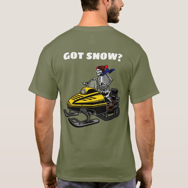 Funny Personalize Snowmobile Skeleton Rider T Shirt (Baksida)