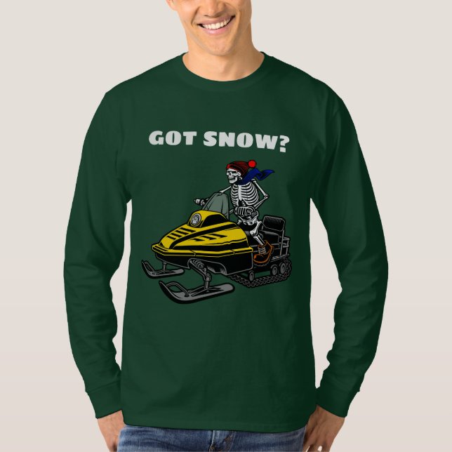 Funny Personalize Snowmobile Skeleton Rider T Shirt (Framsida)