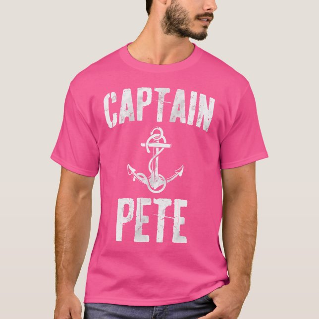 Funny Personalized Boating First Name Captain Pete T Shirt (Framsida)