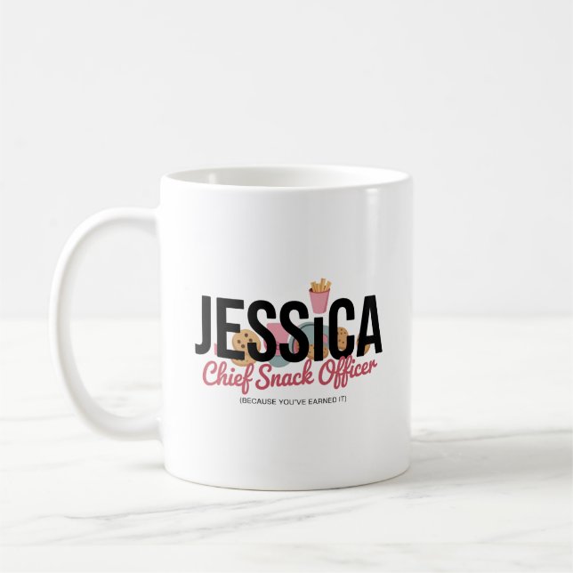 Funny Personalized Name Mug – Chief Snack Officer Kaffemugg (Vänster)