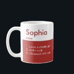 Funny Personlig Definition Mugg | Anpassat namn<br><div class="desc">Gör kaffe- eller tetiden extra roligt med den här personligen definition mugg! Mugg har en djärv design med namn och tre "definitioner" under superskojet, och är perfekten i humor och stil. Vare sig det är för en vän, familjemedlem eller medarbetare, så är det en underbar födelsedagspresent, Hemlig julöverraskning, eller bara...</div>