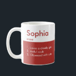 Funny Personlig Definition Mugg | Anpassat namn<br><div class="desc">Gör kaffe- eller tetiden extra roligt med den här personligen definition mugg! Mugg har en djärv design med namn och tre "definitioner" under superskojet, och är perfekten i humor och stil. Vare sig det är för en vän, familjemedlem eller medarbetare, så är det en underbar födelsedagspresent, Hemlig julöverraskning, eller bara...</div>