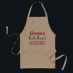 Funny Personlig Kitchen Apron Förkläde<br><div class="desc">Lustigt att anpassa med ditt namn. Läser "ditt namn" kök! * Vi förbehåller oss högerna att vägra tjänster till gnagare. Perfektens mormor eller mor apron!</div>