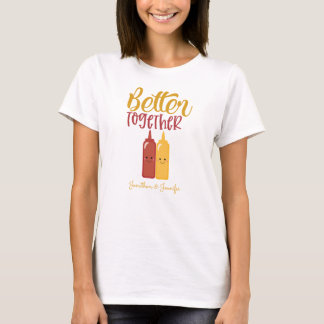 Funny Personlig Kvinnor i Mustard Ketchup Par T Shirt