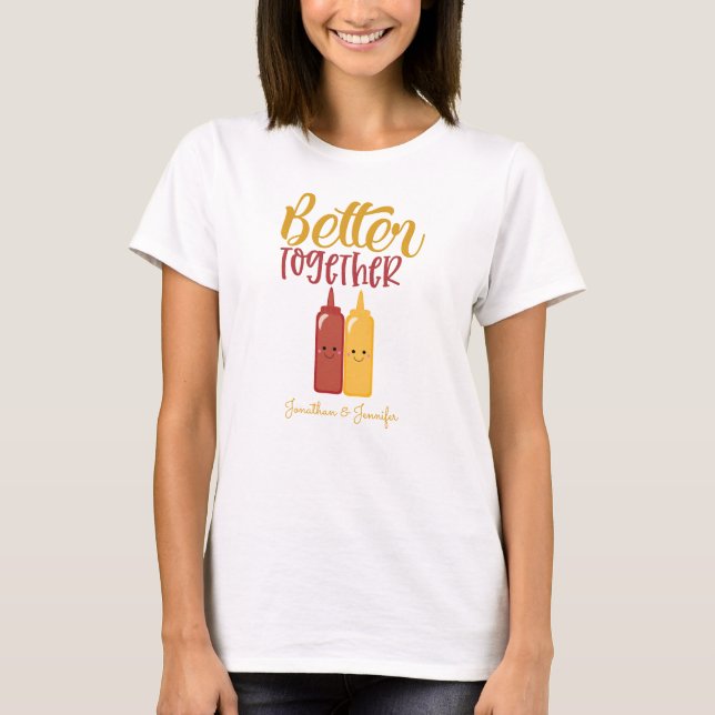 Funny Personlig Kvinnor i Mustard Ketchup Par T Shirt (Framsida)