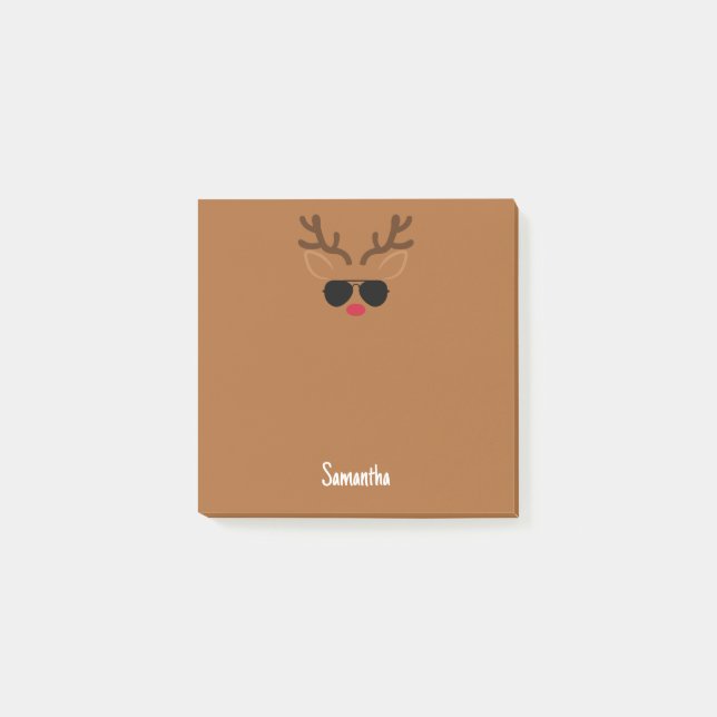 Funny Personlig Reindeer Sticky Notes Post-it Block (Framsida)