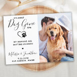 Funny Pet Bröllop Anpassningsbar Photo Hund Spara Datumet<br><div class="desc">Det handlar om Hund Borta tid! Låt er bästa Hund tillkännage er förlovning med detta moderna och roliga "det handlar om Hund Borta tid", jag tillkännager "Mina människor är Gifta sig" kort för förlovning av sällskapsdjur. Anpassa med ditt favoritfoto och anpassa med namn, valfritt datum och förlovning. Hund kommer att...</div>