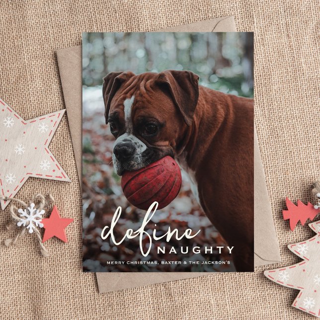 Funny Pet Define Naughty jul Julkort (Skapare uppladdad)