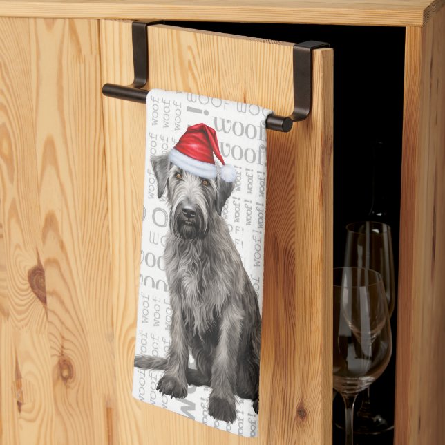 Funny Pet Lover Holiday Wolfhound Dog Christmas Kökshandduk (Thirds Fold)