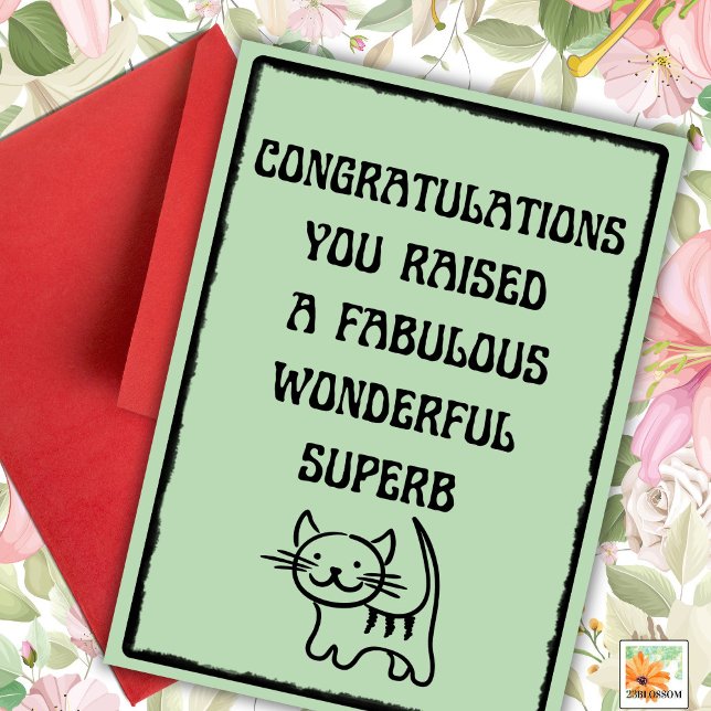 Funny Pet Lycklig Päls Mors dag Cat foto grönt Kort (Skapare uppladdad)