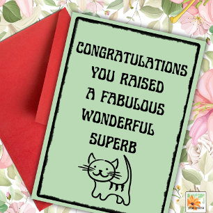 Funny Pet Lycklig Päls Mors dag Cat foto grönt Kort