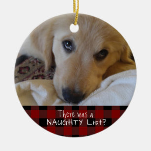 Funny Pet NAUGHTY ELLER NICE Red Black Buffalo Pla Julgransprydnad Keramik