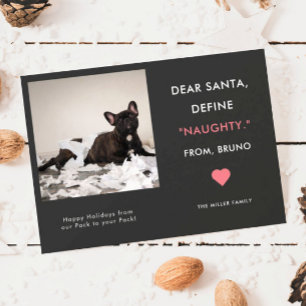 Funny Pet Photo jul Definiera Naughty Julkort